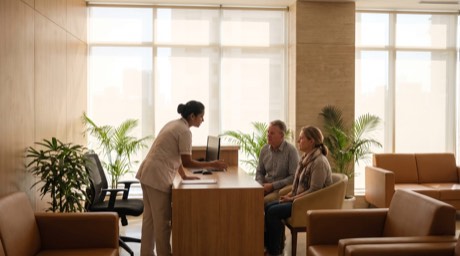 Hospital corridor in soft light